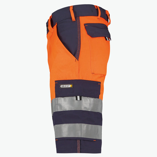 Dassy Venna Hogezichtbaarheidsshort - Marineblauw/Fluo-Oranje Korte Werkbroek HiVis Dassy