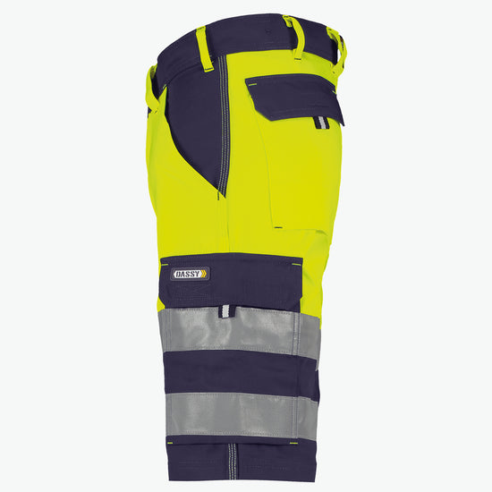 Dassy Venna Hogezichtbaarheidsshort - Marineblauw/Fluogeel Korte Werkbroek HiVis Dassy
