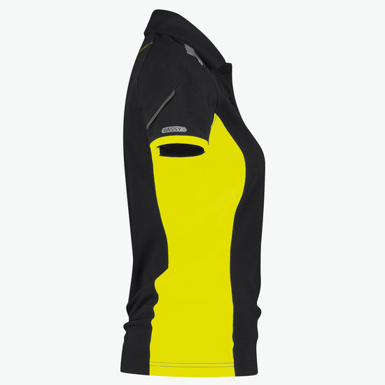 Dassy Veracruz Women Polo voor dames - Zwart/Fluogeel Werkpolo Dames Dassy
