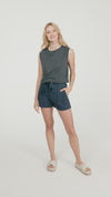 Native Spirit NS342 Cropped t-shirt - Washed Coal Grey Duurzame T-Shirt Dames Native Spirit