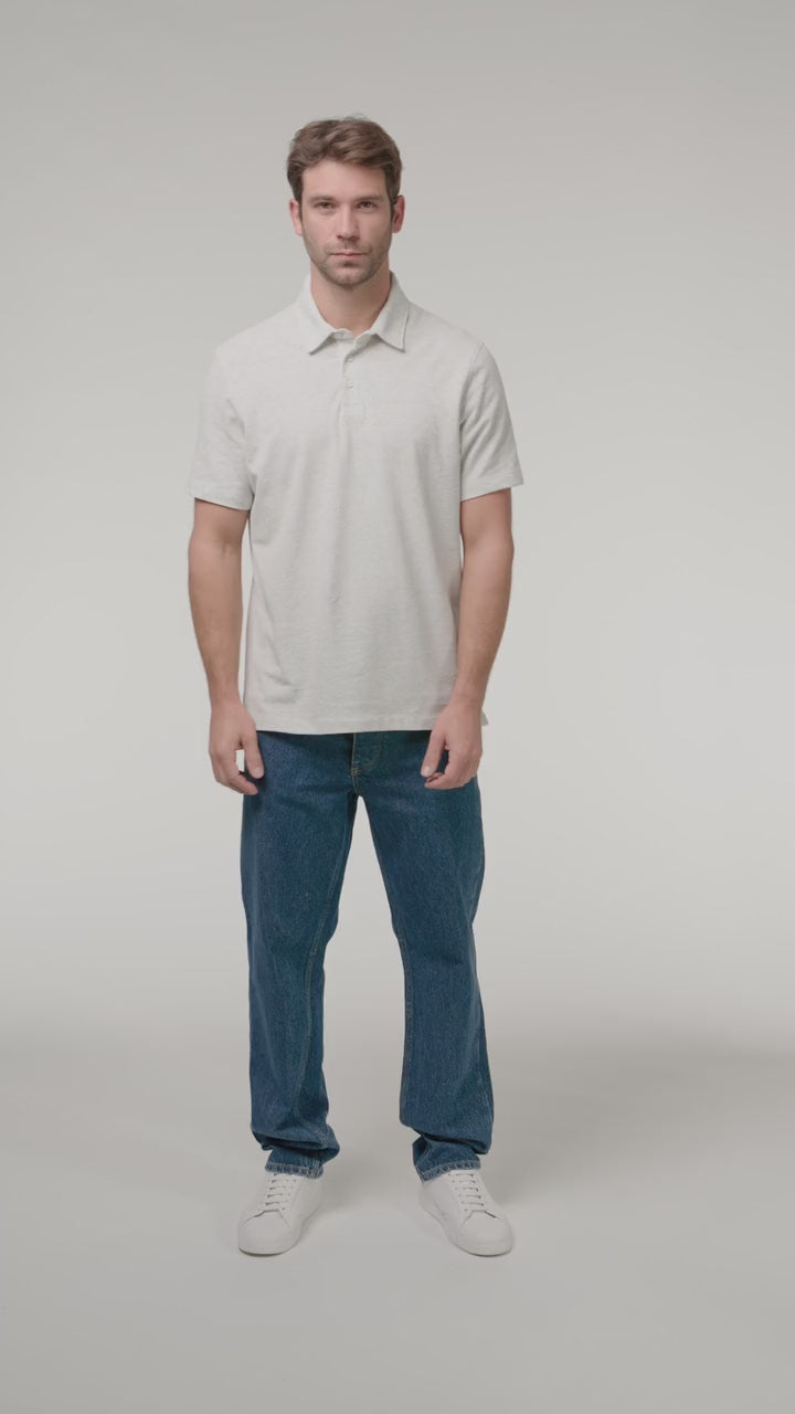 Native Spirit NS210 Polo - Recycled Cream Heather Duurzame Polo Native Spirit